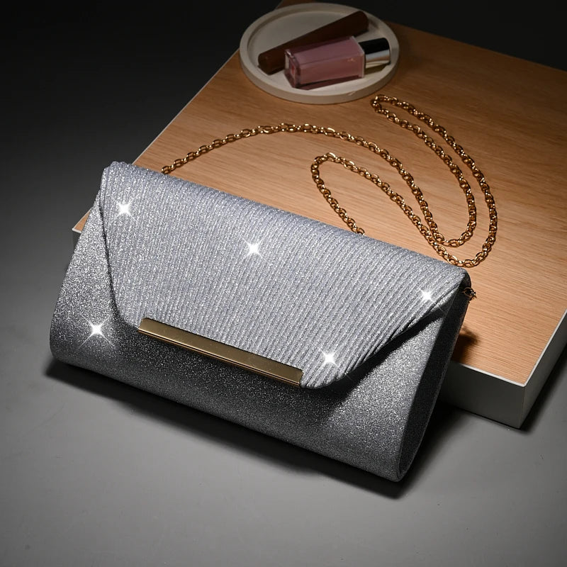 Pochette femme cérémonie Dorée-Noir-Argent-ShopGET® 