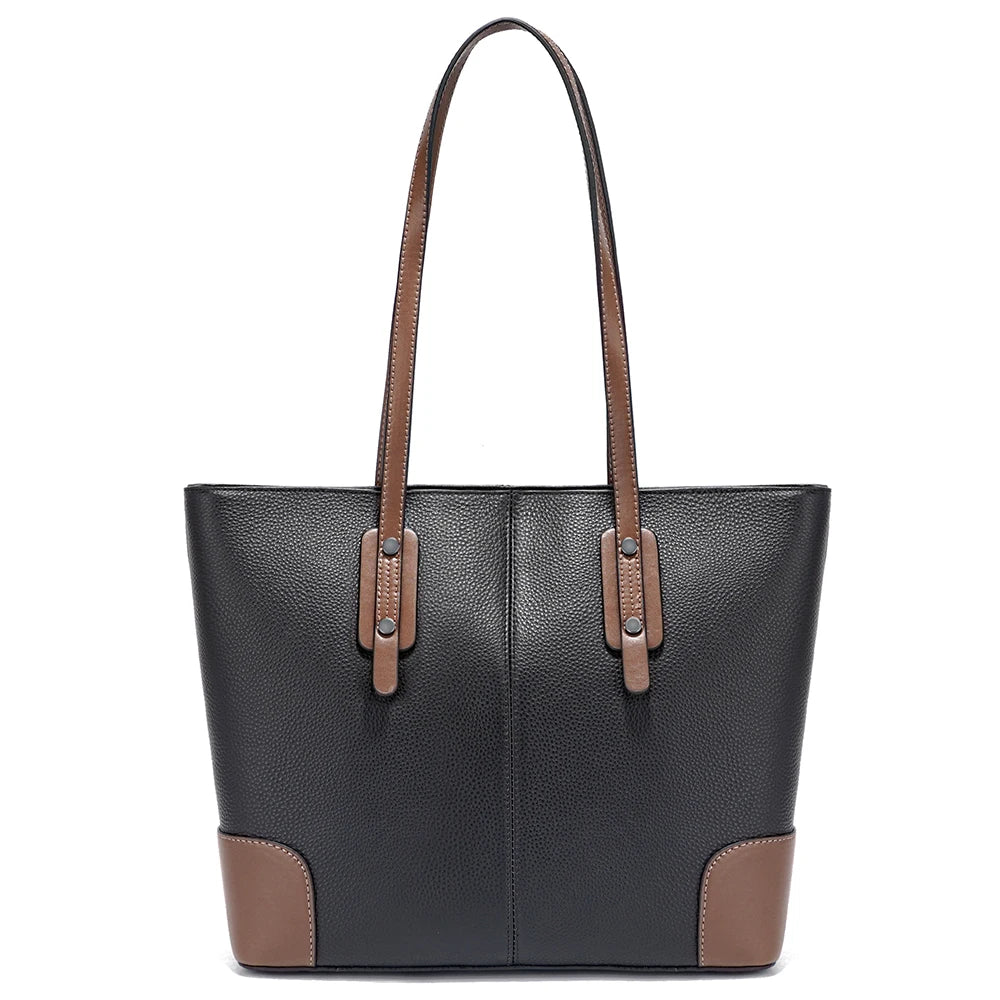 Sac cabas noir pour le travail - Elena Marron-Kaki-Gris-Bleu-Noir-ShopGET® 