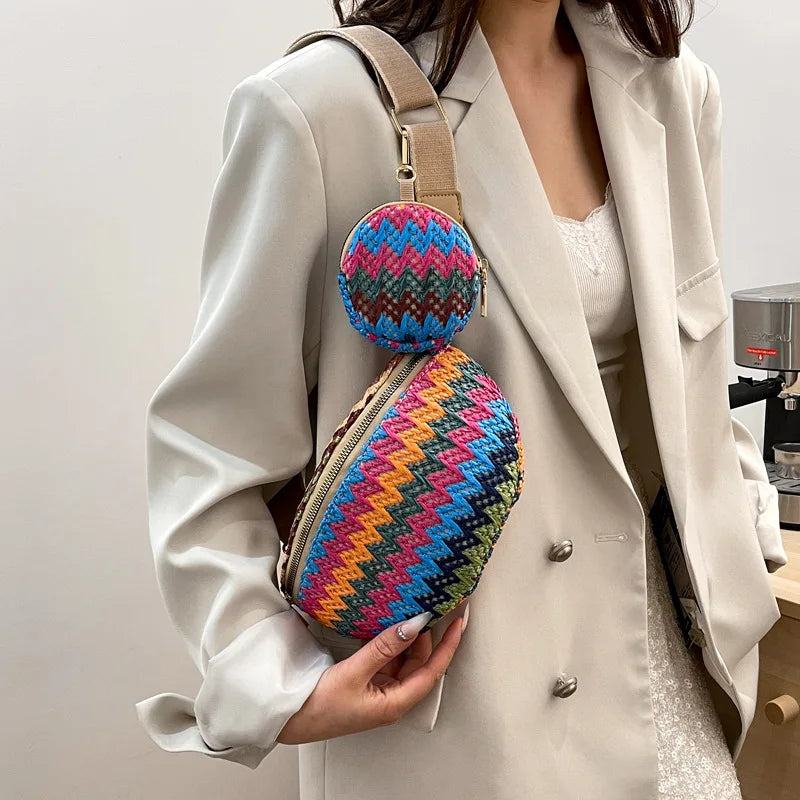 sac banane femme tendance tressé en paille