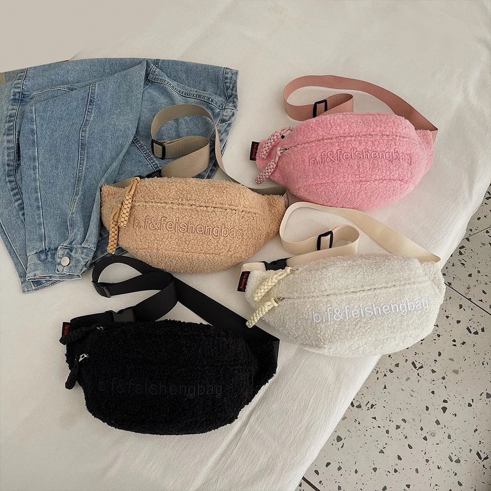 Sac banane velours côtelé rose femme