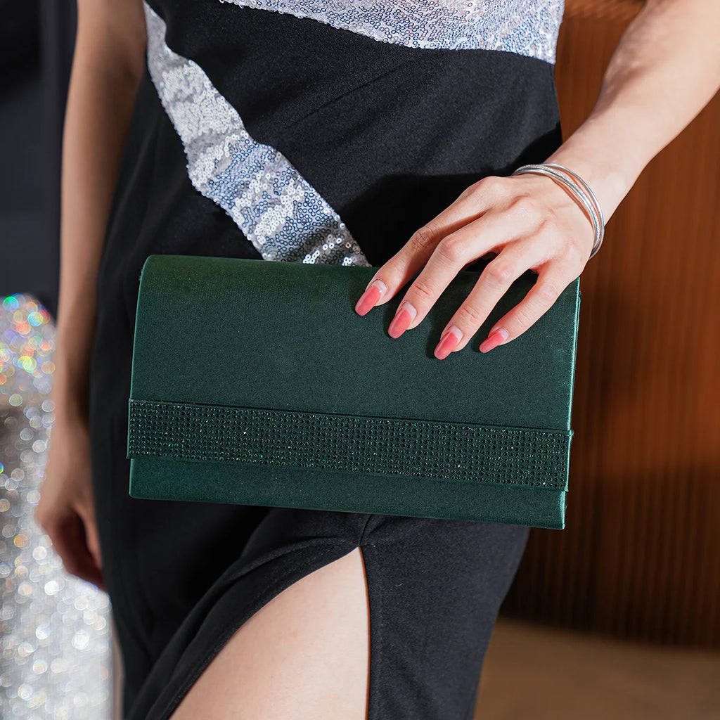 Pochette sac femme tendance Vert / 23 x 5 x 12cm-Argent / 23 x 5 x 12cm-Noir / 23 x 5 x 12cm-Bleu / 23 x 5 x 12cm-ShopGET® 