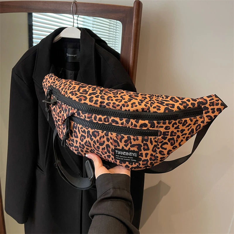 Sac banane léopard anti-vol en toile