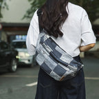 sac banane femme tendance denim plaid