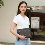 Pochette femme marron plaid Marron-Rose-Blanc-Noir-ShopGET® 