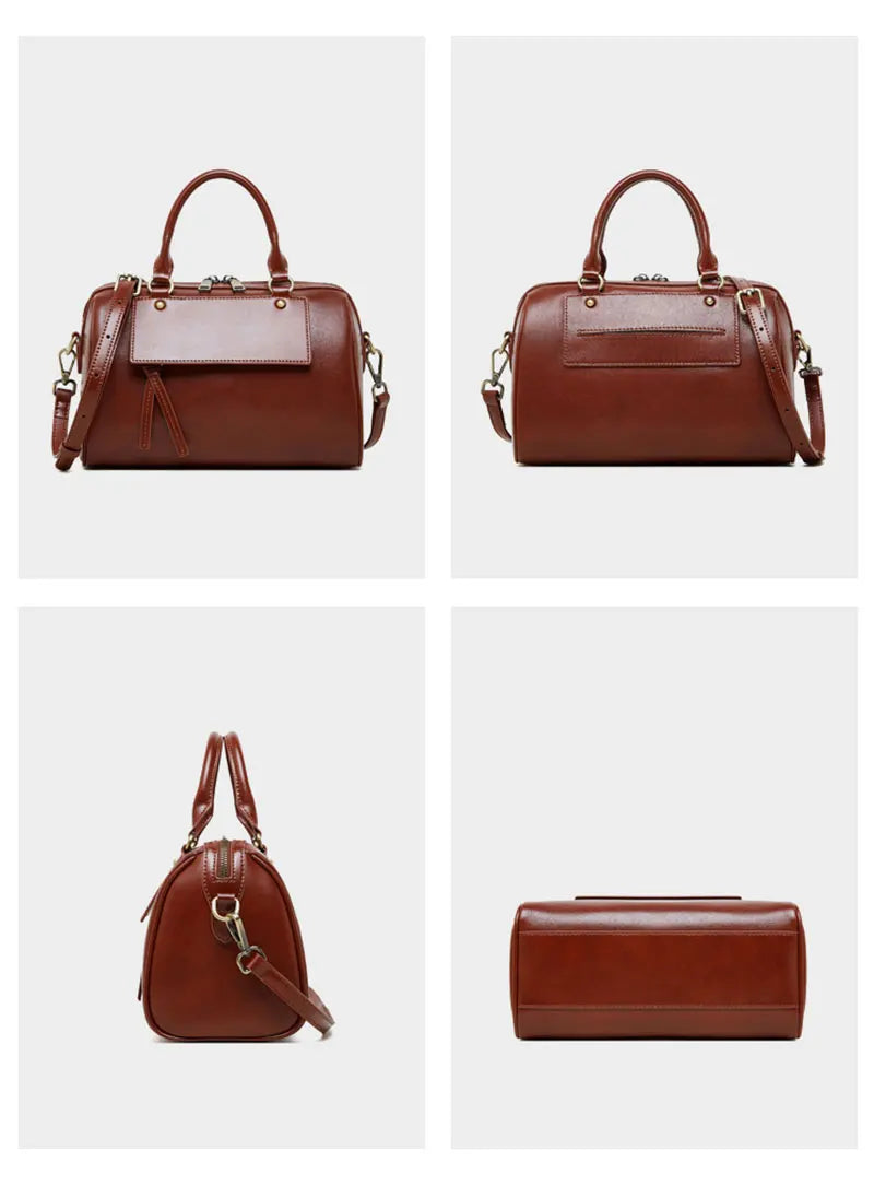 Sac cabas noir Genuine Leather Marron A-Marron B-Marron C-Gris-Noir-ShopGET® 