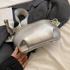 Sac banane en cuir argent femme