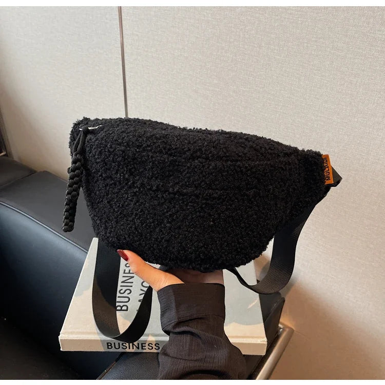 Grand sac banane velours pour femme