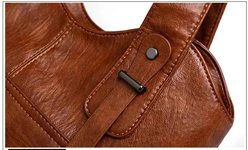 Sac cabas femme en cuir avec bandoulière Bleu-Kaki-Pourpre-Marron-Noir-Vin rouge-ShopGET® 