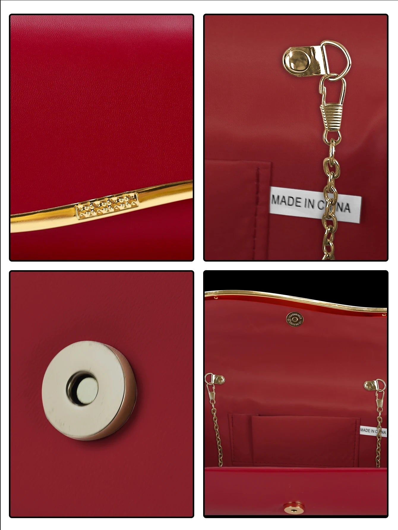 Pochette femme de luxe Blanc-Noir-Rouge-ShopGET® 