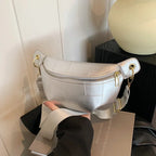 Sac banane en cuir argent femme