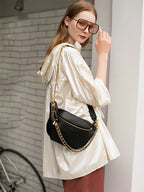 Sac banane en cuir marron authentique