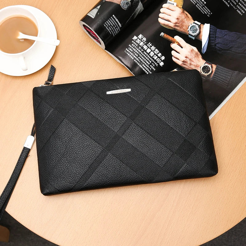 Pochette homme cuir luxe Marron A / 28 x 2.5 x 17cm-Marron B / 28 x 2.5 x 17cm-Noir A / 28 x 2.5 x 17cm-Noir B / 28 x 2.5 x 17cm-ShopGET® 