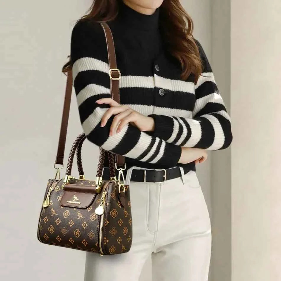 Sac cabas femme cuir Marron-Bleu-Pourpre-Kangourou Marron-Kangourou Rouge-Kangourou Jaune-Rouge Vin-Noir-Vert-ShopGET® 