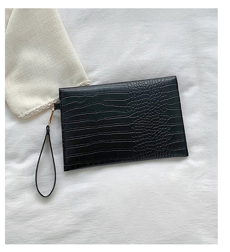 Sac pochette femme luxe cuir Kaki / 25x2x17cm-Noir / 25x2x17cm-ShopGET® 