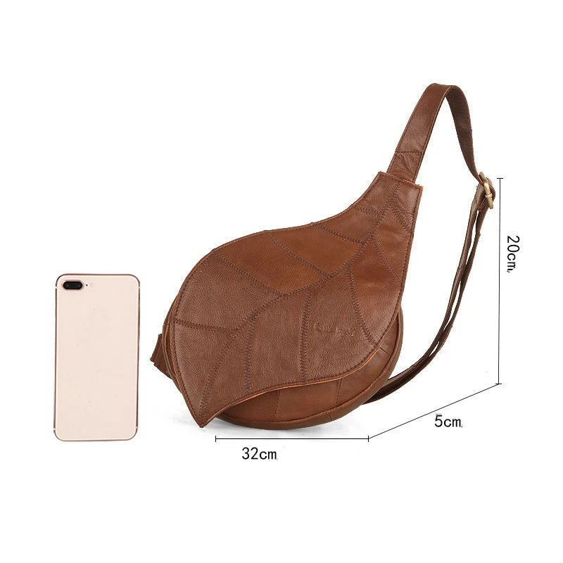 Sac banane femme chic en cuir véritable à forme de feuille - ShopGET®