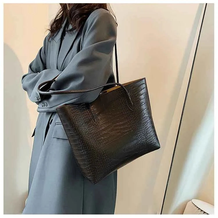 Sac cabas femme noir en cuir sans accessoires Noir / 30x32x8cm-Marron / 30x32x8cm-ShopGET® 