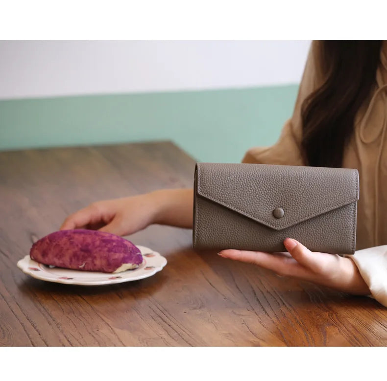 Pochette en cuir tendance pour femme Orange-Gris-Vert-Rose-Kaki-Jaune-Noir-Rouge-Pourpre-ShopGET® 