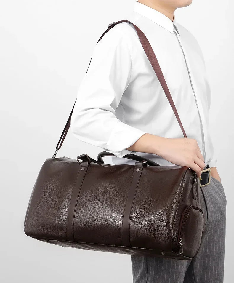 Sac weekend homme cuir marron Marron-Noir-ShopGET® 
