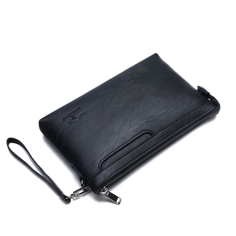 Pochette homme de luxe à fermeture éclaire Sombre / 19cm x 29cm x 3cm-Sombre / 17cm x 27cm x 3cm-ShopGET® 