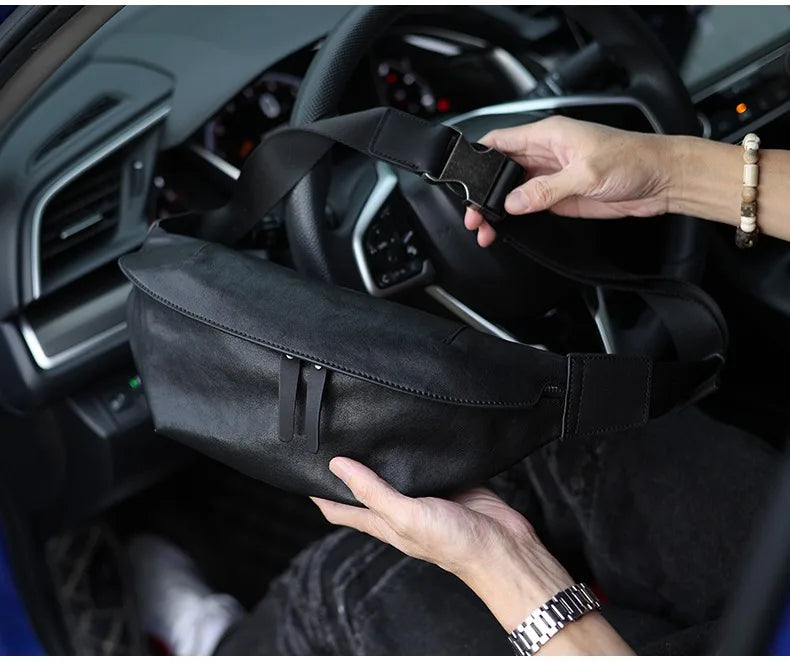 Sac banane imperméable en cuir pour homme - ShopGET®