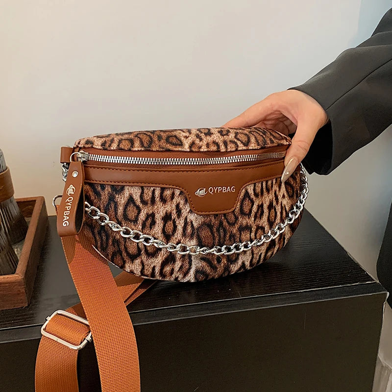 Sac banane léopard voyage à chaine