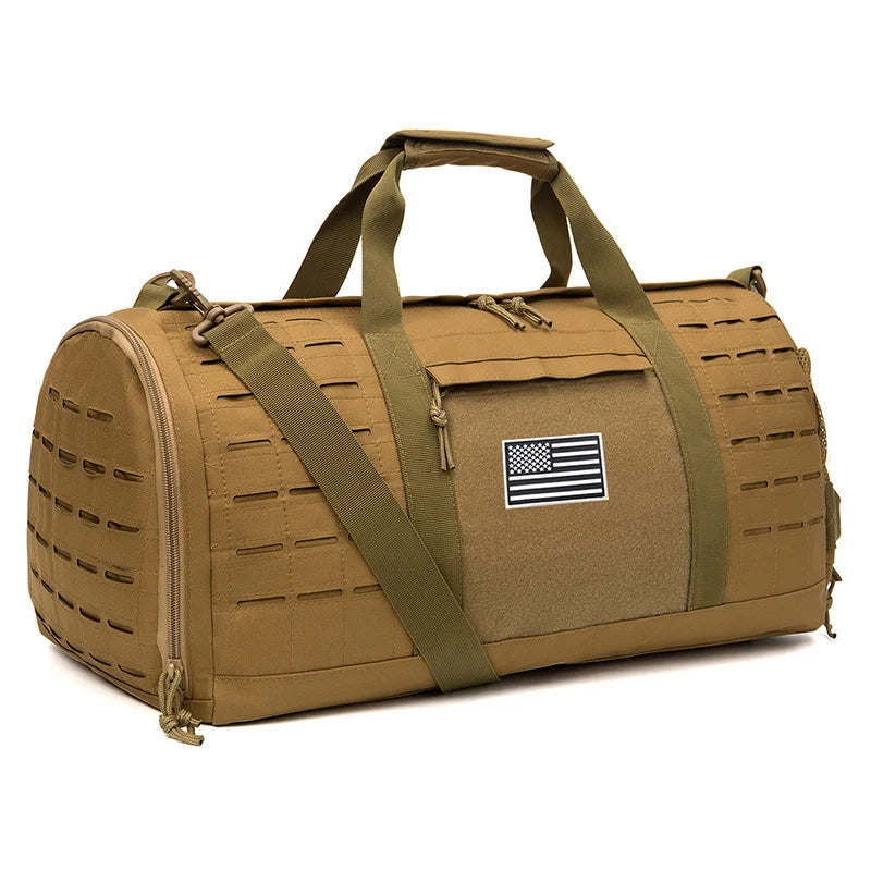 Sac weekend homme tactique Marron-Vert-Noir-ShopGET® 