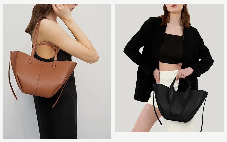 Sac cabas noir forme originale Marron Large-Noir Small-Marron Small-Noir Large-ShopGET® 