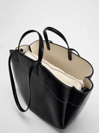 Mini sac cabas en cuir pour les femmes Magneta Couleur-Marron-Noir-ShopGET® 