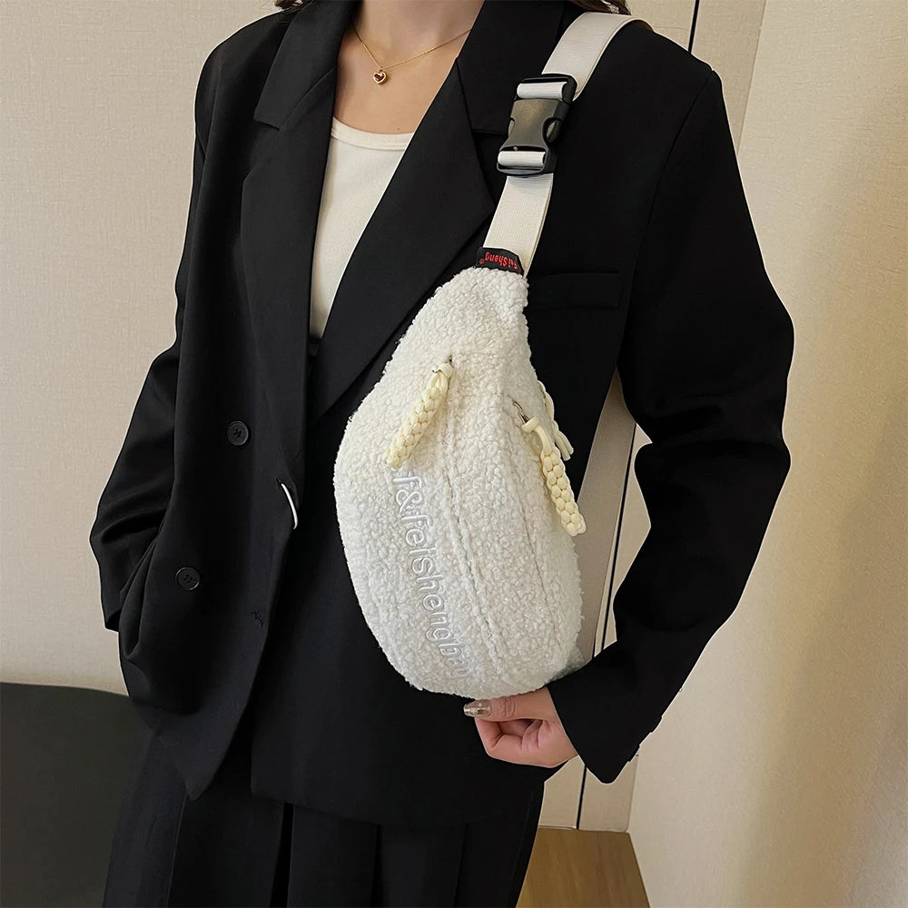 Sac banane velours côtelé rose femme