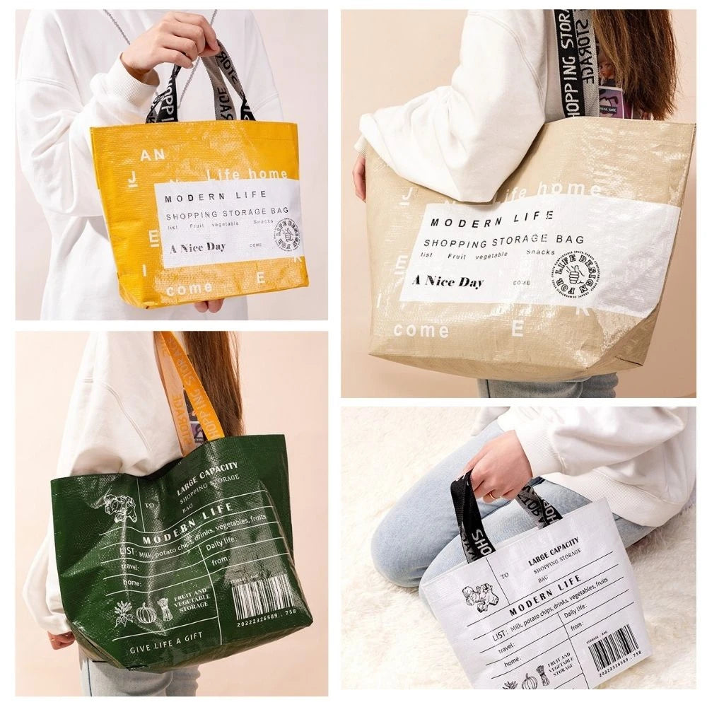 Sac de courses premium Vert L-Beige L-Lattice L-Stripe L-Blanc S-Jaune S-ShopGET® 