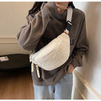 Grand sac banane velours pour femme