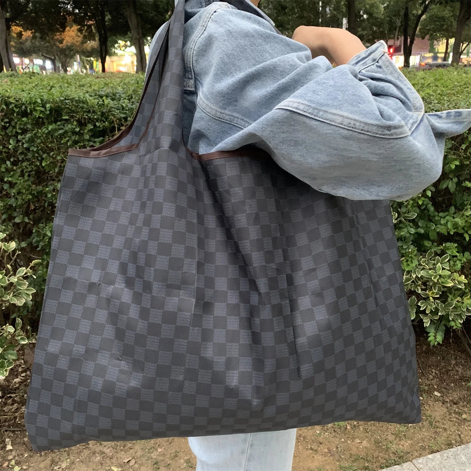 Sac cabas pour les courses Noir / L 53x40cm-Café / L 53x40cm-Rouge / L 53x40cm-ShopGET® 