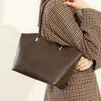 Sac cabas en cuir  souple femme Burgundy-Noir-Café-Marron-ShopGET® 