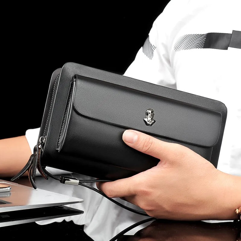 Petite pochette homme en cuir Marron A / 22 x 4 x 12cm-Marron B / 22 x 4 x 12cm-Noir / 22 x 4 x 12cm-ShopGET® 