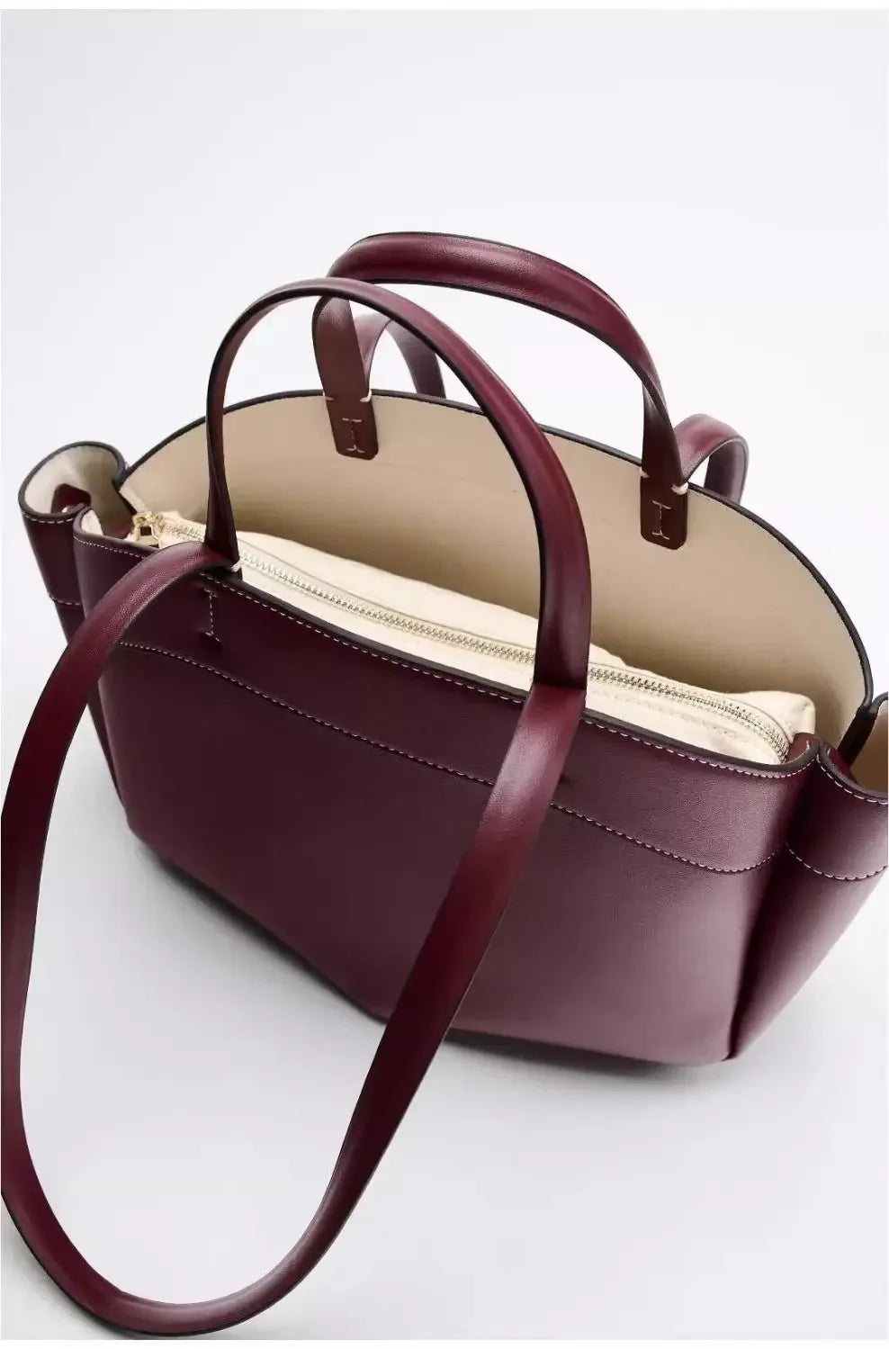 Mini sac cabas en cuir pour les femmes Magneta Couleur-Marron-Noir-ShopGET® 