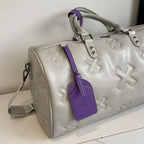 Sac weekend femme chocolat en PU cuir Marron-Beige-Noir-ShopGET® 