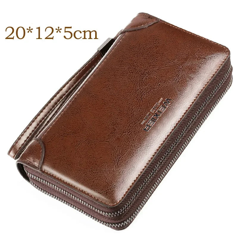 Pochette homme cuir brillant Noir / 21cm5cm12cm-Marron / 21cm5cm12cm-ShopGET® 