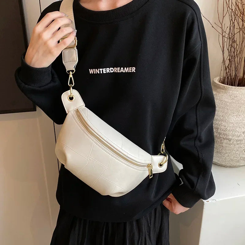 Sac banane en cuir argent femme