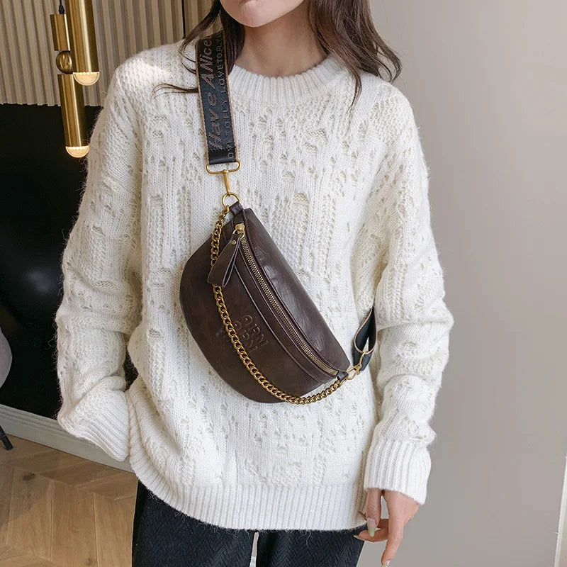 Sac banane femme chic solide avec chaine