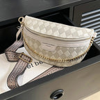 Sac banane femme chic vert à décor plaid