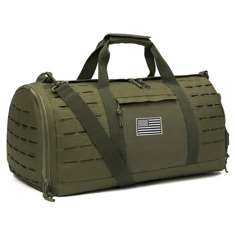 Sac weekend homme tactique Marron-Vert-Noir-ShopGET® 