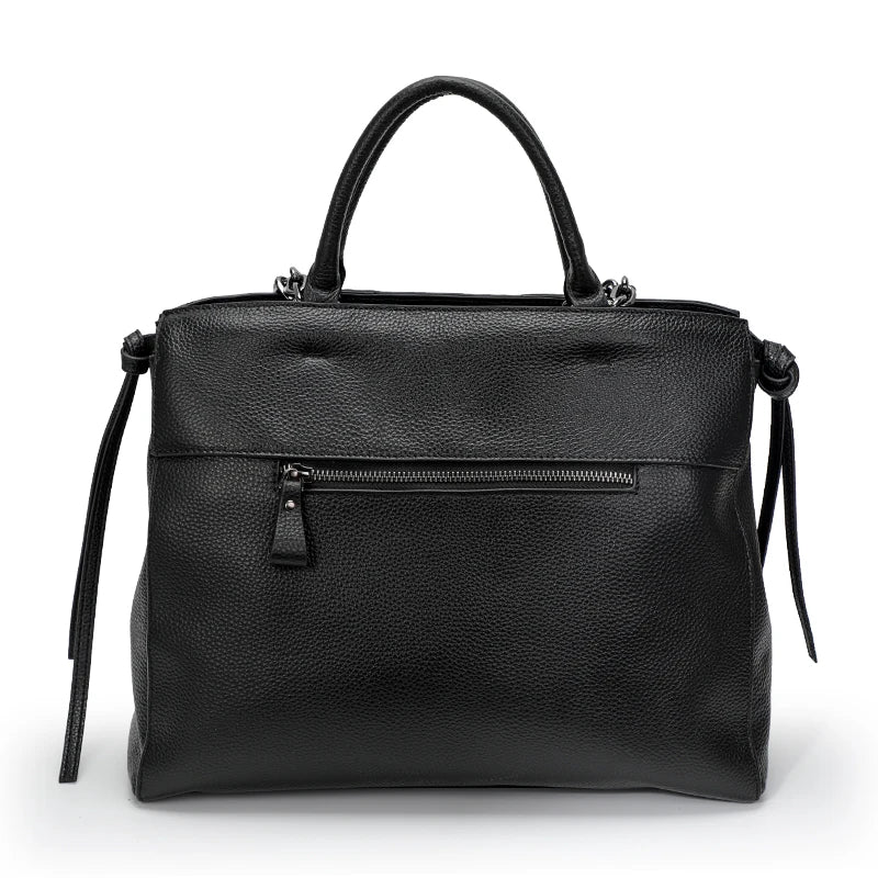 Sac cabas en cuir noir femme Noir-ShopGET® 