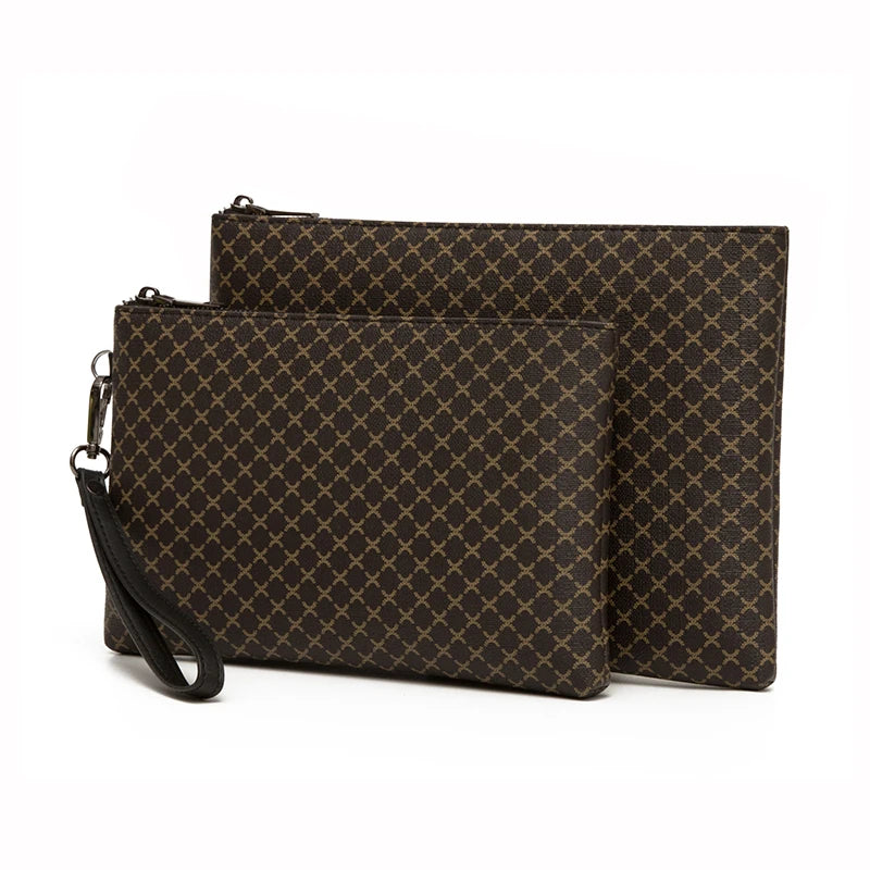 Pochette homme temps moderne en cuir Noir / 15cm x 24cm x 2cm-Noir / 19cm x 27cm x 2cm-ShopGET® 