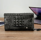 Pochette homme décor peau de crocodile Noir / 22cm x 14cm x 4.5cm-Marron / 22cm x 14cm x 4.5cm-ShopGET® 
