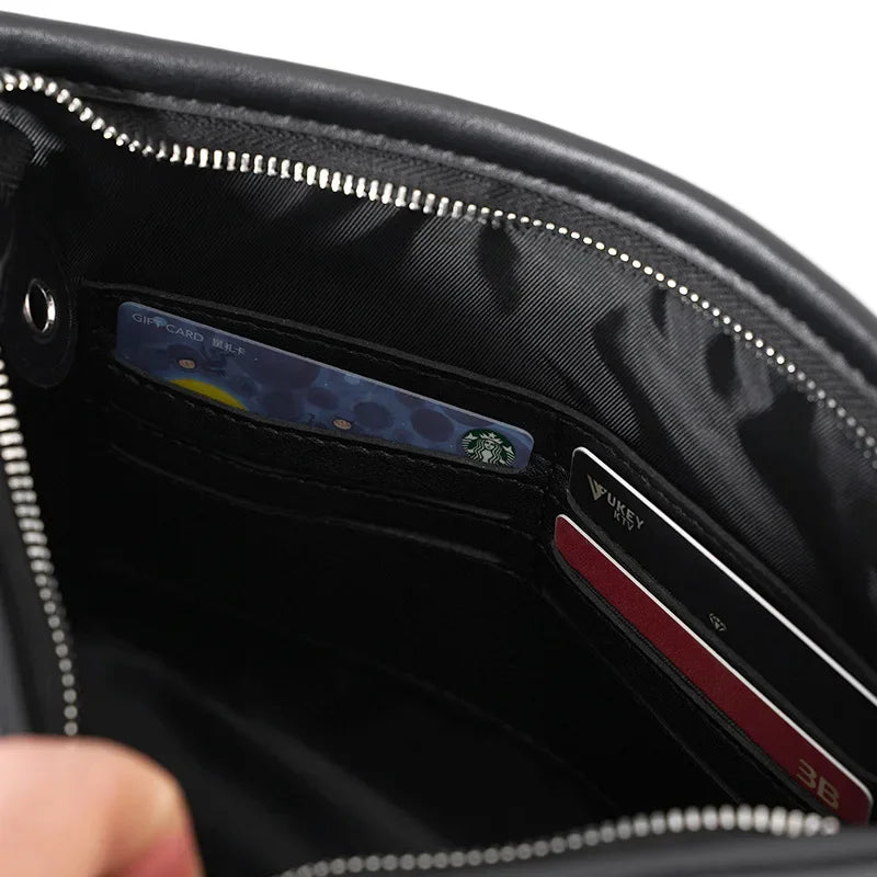 Pochette homme vintage cuir simple Noir / 26 x 5 x 19cm-ShopGET® 