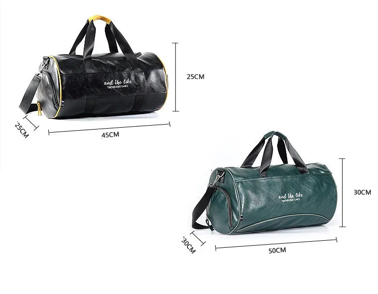 Sac polochon étanche en cuir Noir A-Noir B-Vert A-Noir Jaune-Vert B-ShopGET® 