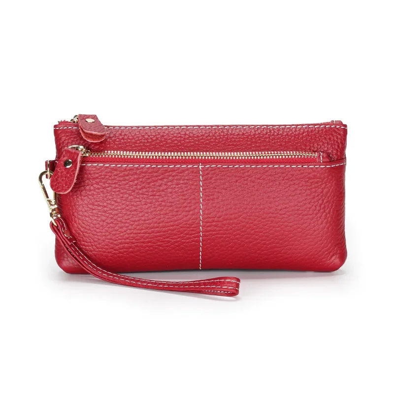Pochette femme en cuir authentique Pourpre-Rose-Noir-Burgundy-Vert-Bleu-ShopGET® 