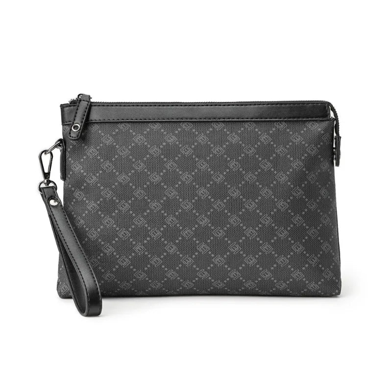 Petite pochette homme  luxe en plaid Noir-ShopGET® 