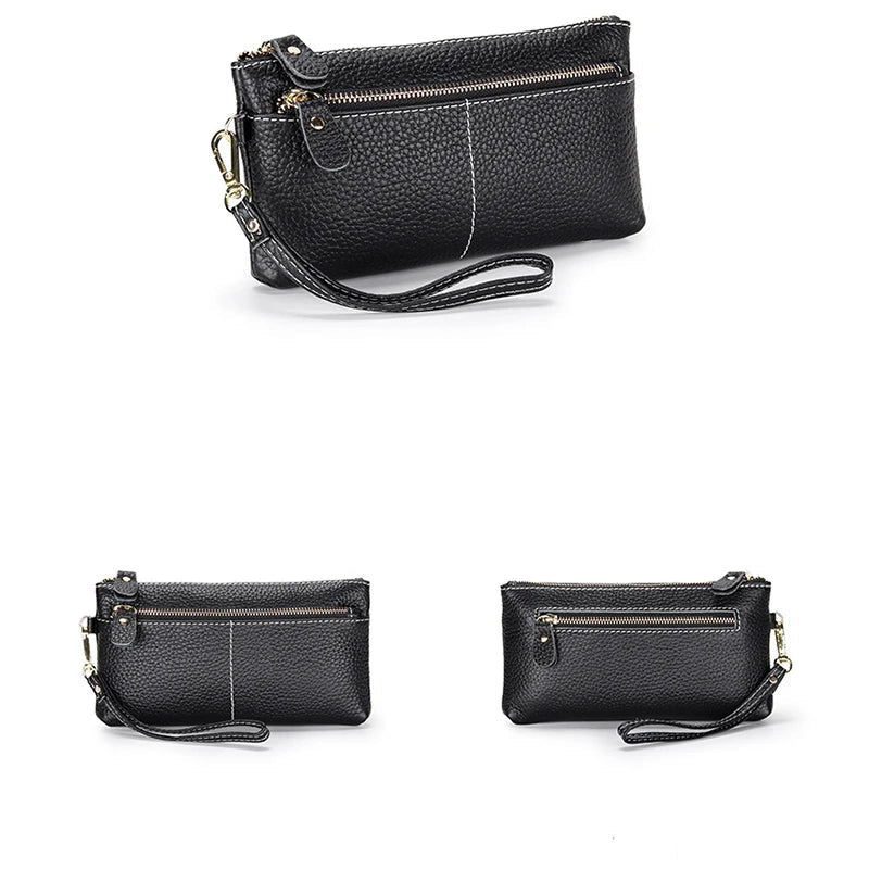 Pochette femme noir en cuir Pourpre-Rose-Vert-Noir-ShopGET® 