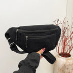 Sac banane femme en velours noir - ShopGET®